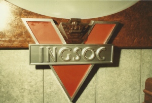 The on/off switch set into the Ingsoc logo