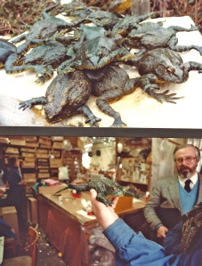 David Lusby in our workshop picking up toads made for 'Revenge of the Jedi'. 