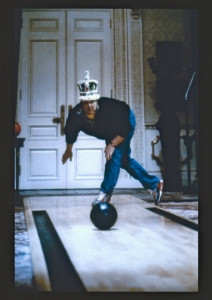 'King Ralph' playing bowls.  Photo supplied to us by the production.